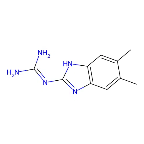 N-(5,6-dimethyl-1H-benzimidazol-2-yl)guanidine structure