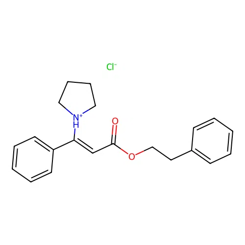 Cinnamic acid, beta-(1-pyrrolidinyl)phenethyl ester, hydrochloride structure