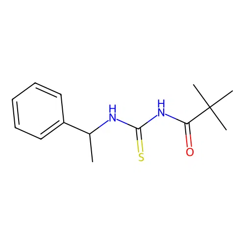 N-(2,2-dimethylpropanoyl)-N'-(1-phenylethyl)thiourea structure