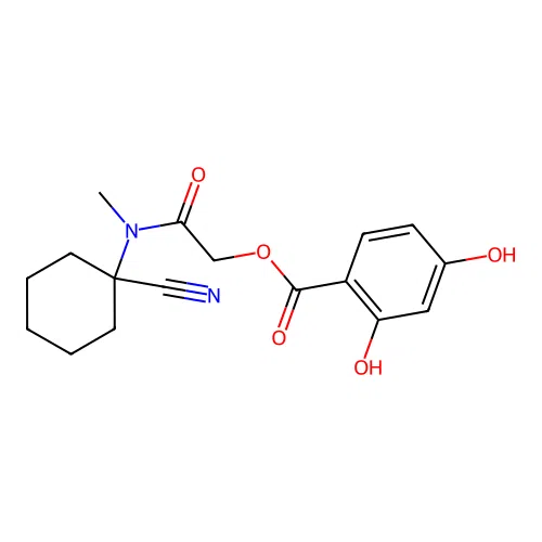 [(1-Cyanocyclohexyl)(methyl)carbamoyl]methyl 2,4-dihydroxybenzoate structure