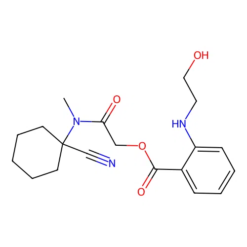 [(1-Cyanocyclohexyl)(methyl)carbamoyl]methyl 2-[(2-hydroxyethyl)amino]benzoate structure