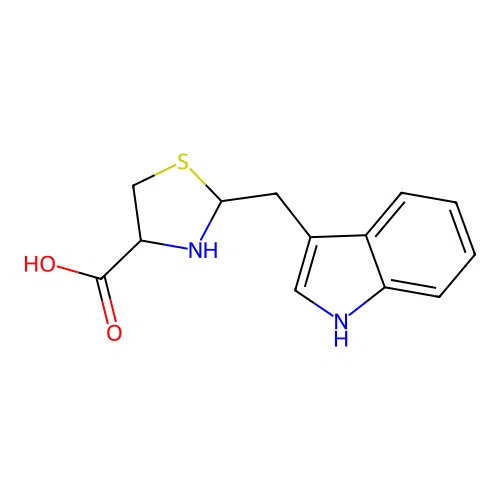 2-(3'Indolylmethyl)-1,3-thiazolidine-4-carboxylic acid structure
