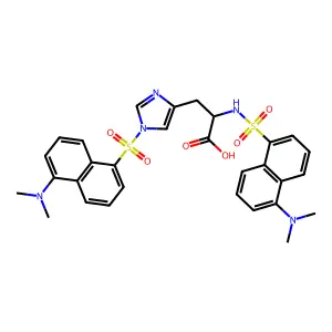 N,1-Bis((5-(dimethylamino)-1-naphthyl)sulphonyl)-L-histidine structure