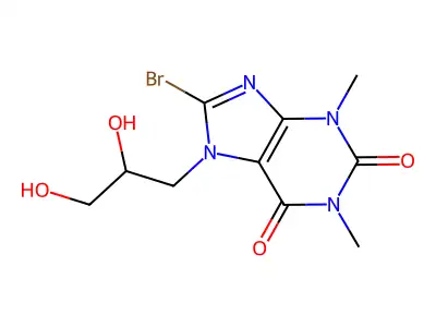 1H-Purine-2,6-dione, 3,7-dihydro-8-bromo-7-(2,3-dihydroxypropyl)-1,3-dimethyl- structure