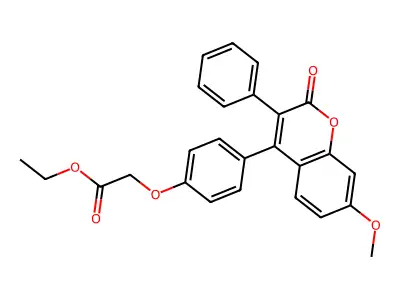 Acetic acid, (4-(7-methoxy-2-oxo-3-phenyl-2H-1-benzopyran-4-yl)phenoxy)-, ethyl ester structure