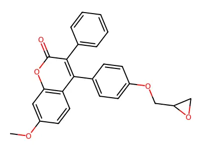 2H-1-Benzopyran-2-one, 7-methoxy-4-(4-(oxiranylmethoxy)phenyl)-3-phenyl- structure