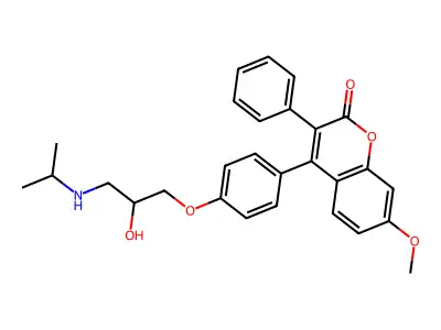 2H-1-Benzopyran-2-one, 4-(4-(2-hydroxy-3-((1-methylethyl)amino)propoxy)phenyl)-7-methoxy-3-phenyl- structure