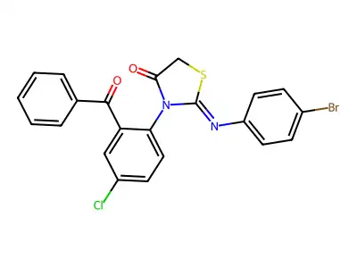 2-((4-Bromophenyl)imino)-3-(2-benzoyl-4-chlorophenyl)-4-thiazolidinone structure