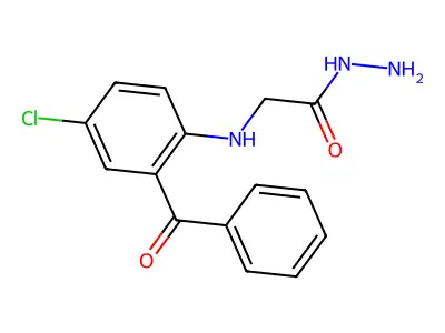 Glycine, N-(2-benzoyl-4-chlorophenyl)-, hydrazide structure