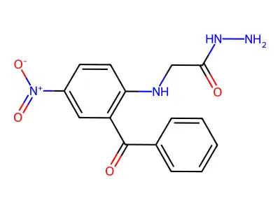 Glycine, N-(2-benzoyl-4-nitrophenyl)-, hydrazide structure