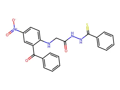 Glycine, N-(2-benzoyl-4-nitrophenyl)-, 2-(phenylthioxomethyl)hydrazide structure