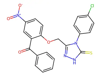 Methanone, (2-((4,5-dihydro-4-(4-chlorophenyl)-5-thioxo-1H-1,2,4-triazol-3-yl)methoxy)-5-nitrophenyl)phenyl- structure