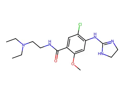 Benzamide, 5-chloro-N-(2-(diethylamino)ethyl)-4-((4,5-dihydro-1H-imidazol-2-yl)amino)-2-methoxy- structure