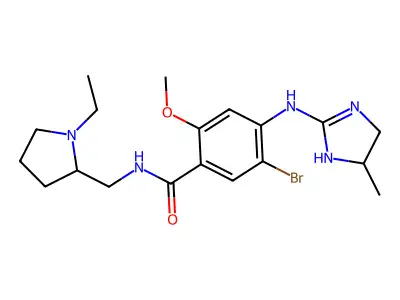 Benzamide, 5-bromo-4-((4,5-dihydro-4-methyl-1H-imidazol-2-yl)amino)-N-((1-ethyl-2-pyrrolidinyl)methyl)-2-methoxy- structure