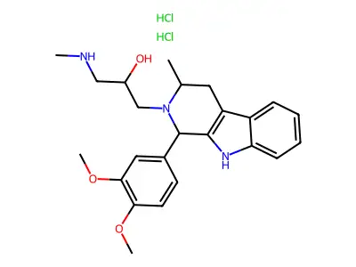 2H-Pyrido(3,4-b)indole-2-ethanol, 1,3,4,9-tetrahydro-1-(3,4-dimethoxyphenyl)-3-methyl-alpha-((methylamino)methyl)-, dihydrochloride structure