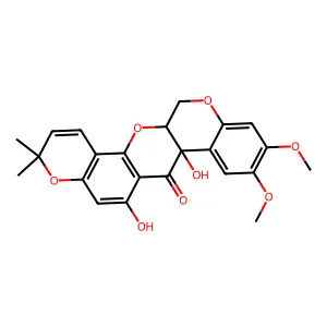 3H-Bis(1)benzopyrano(3,4-b:6',5'-e)pyran-7(7aH)-one, 13,13a-dihydro-6,7a-dihydroxy-9,10-dimethoxy-3,3-dimethyl-, (7aS-cis)- structure