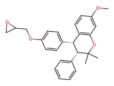 2H-1-Benzopyran, 3,4-dihydro-7-methoxy-2,2-dimethyl-4-(4-(oxiranylmethoxy)phenyl)-3-phenyl-, cis- structure