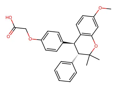 Acetic acid, (4-(3,4-dihydro-7-methoxy-2,2-dimethyl-3-phenyl-2H-1-benzopyran-4-yl)phenoxy)-, trans- structure