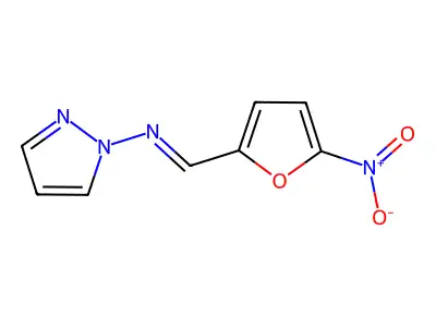 (1-((5-Nitrofurfurylidene)amino)pyrazole) structure