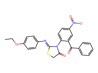 3-(2-Benzoyl-4-nitrophenyl)-2-((4-ethoxyphenyl)imino)-4-thiazolidinone structure