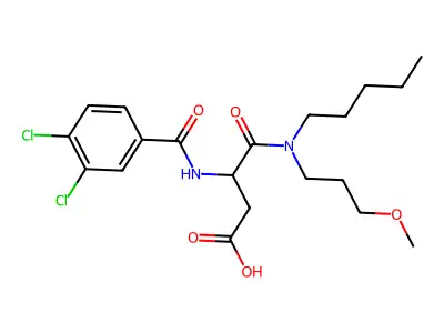 (+-)-3-((3,4-Dichlorobenzoyl)amino)-4-((3-methoxypropyl)pentylamino)-4-oxobutanoic acid structure