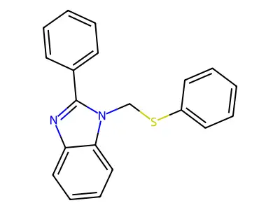 2-Phenyl-1-[(phenylsulfanyl)methyl]-1H-1,3-benzodiazole structure