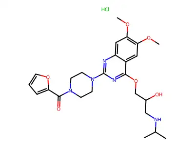 2-(4'-Furoylpiperazyl)-4-(3'-isopropylamino-2'-oxypropoxy)-6,7-dimethoxyquinazoline HCl structure