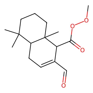 1-Naphthalenecarboxylic acid, 2-formyl-1,4,4a,5,6,7,8,8a-octahydro-1-hydroxy-5,5,8a-trimethyl-, methyl ester, (1R-(1alpha,4abeta,8aalpha))- structure