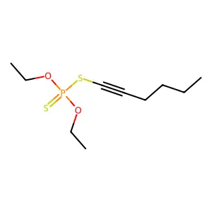 Phosphorodithioic acid, O,O-diethyl S-1-hexynyl ester structure
