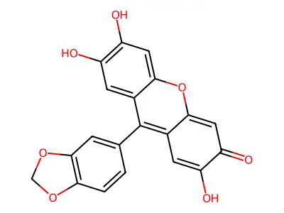 3H-Xanthen-3-one, 9-(1,3-benzodioxol-5-yl)-2,6,7-trihydroxy- structure