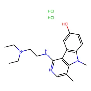 5H-Pyrido(4,3-b)indol-8-ol, 1-((2-(diethylamino)ethyl)amino)-4,5-dimethyl-, dihydrochloride structure