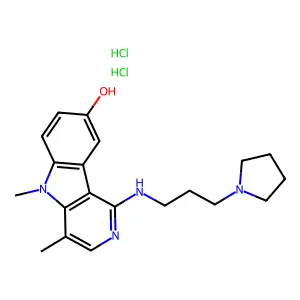 5H-Pyrido(4,3-b)indol-8-ol, 4,5-dimethyl-1-((3-(1-pyrrolidinyl)propyl)amino)-, dihydrochloride structure