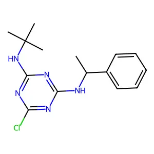 1,3,5-Triazine-2,4-diamine, 6-chloro-N-(1,1-dimethylethyl)-N'-(1-phenylethyl)- structure