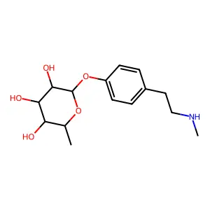 alpha-L-Mannopyranoside, 4-(2-(methylamino)ethyl)phenyl 6-deoxy- structure