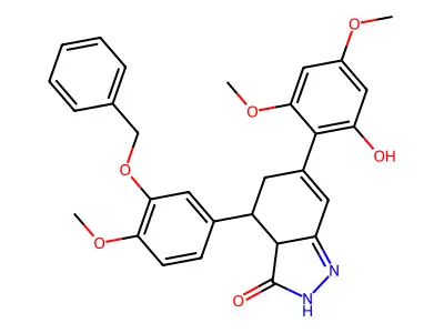 3H-Indazol-3-one, 2,3a,4,5-tetrahydro-6-(2-hydroxy-4,6-dimethoxyphenyl)-4-(4-methoxy-3-((phenylmethoxy)phenyl)- structure