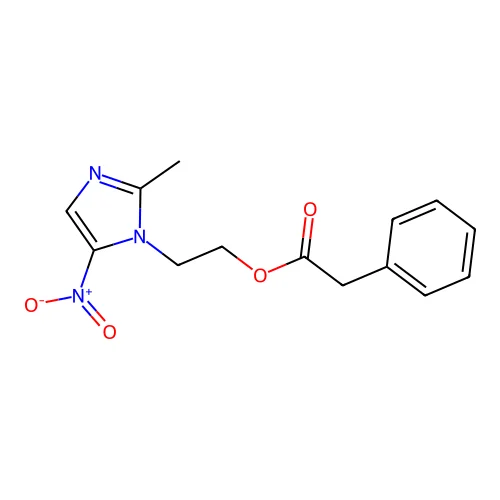 Benzeneacetic acid, 2-(2-methyl-5-nitro-1H-imidazol-1-yl)ethyl ester structure