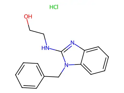 Ethanol, 2-((1-(phenylmethyl)-1H-benzimidazol-2-yl)amino)-, monohydrochloride structure