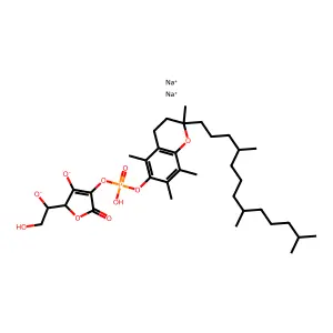 L-Ascorbic acid, 2-(3,4-dihydro-2,5,7,8-tetramethyl-2-(4,8,12-trimethyltridecyl)-2H-1-benzopyran-6-ylhydrogen phosphate), disodium salt structure