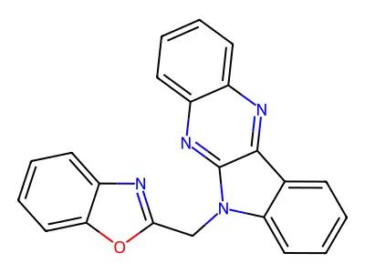 2-((6H-indolo[2,3-b]quinoxalin-6-yl)methyl)benzo[d]oxazole structure