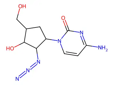 4-amino-1-(2-azido-3-hydroxy-4-(hydroxymethyl)cyclopentyl)-2(1H)-pyrimidinone structure