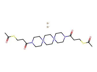 N,N'''-Di-(beta-(acetylthio)propionyl)-N',N''-dispirotripiperazinium dibromide structure