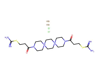 N,N'''-Di-(beta-(isothiouronium)propionyl)-N,N''-dispirotripiperazinium dichloride 2HBr structure