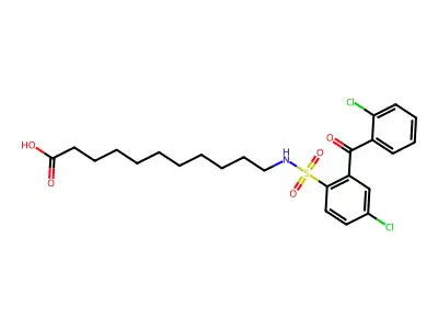 Undecanoic acid, 11-(((4-chloro-2-(2-chlorobenzoyl)phenyl)sulfonyl)amino)- structure