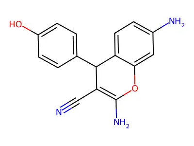 2,7-diamino-4-(4-hydroxyphenyl)-4H-chromene-3-carbonitrile structure