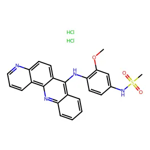 4-(7-Benzo(b)-1,7-phenanthrolinylamino)-3-methoxymethanesulfonanilide dihydrochloride hemihydrate structure