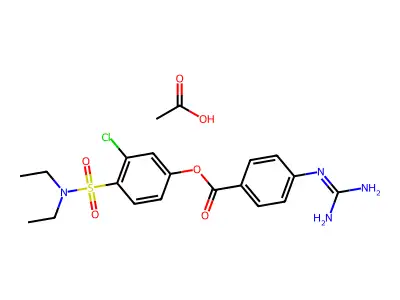 Benzoic acid, 4-((aminoiminomethyl)amino)-, 3-chloro-4-((diethylamino)sulfonyl)phenyl ester, monoacetate structure