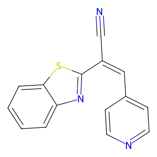 (2Z)-2-(1,3-benzothiazol-2-yl)-3-(pyridin-4-yl)prop-2-enenitrile structure