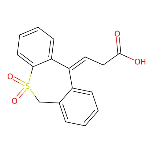 Propanoic acid, 3-dibenzo(b,e)thiepin-11(6H)-ylidene-, S,S-dioxide, (E)- structure