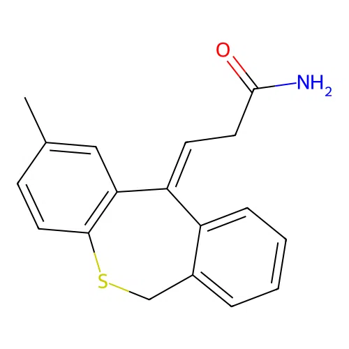 Propanamide, 3-(2-methyldibenzo(b,e)thiepin-11(6H)-ylidene)-, (E)- structure
