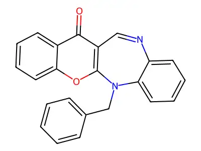 (1)Benzopyrano(2,3-b)(1,5)benzodiazepin-13(6H)-one, 6-(phenylmethyl)- structure